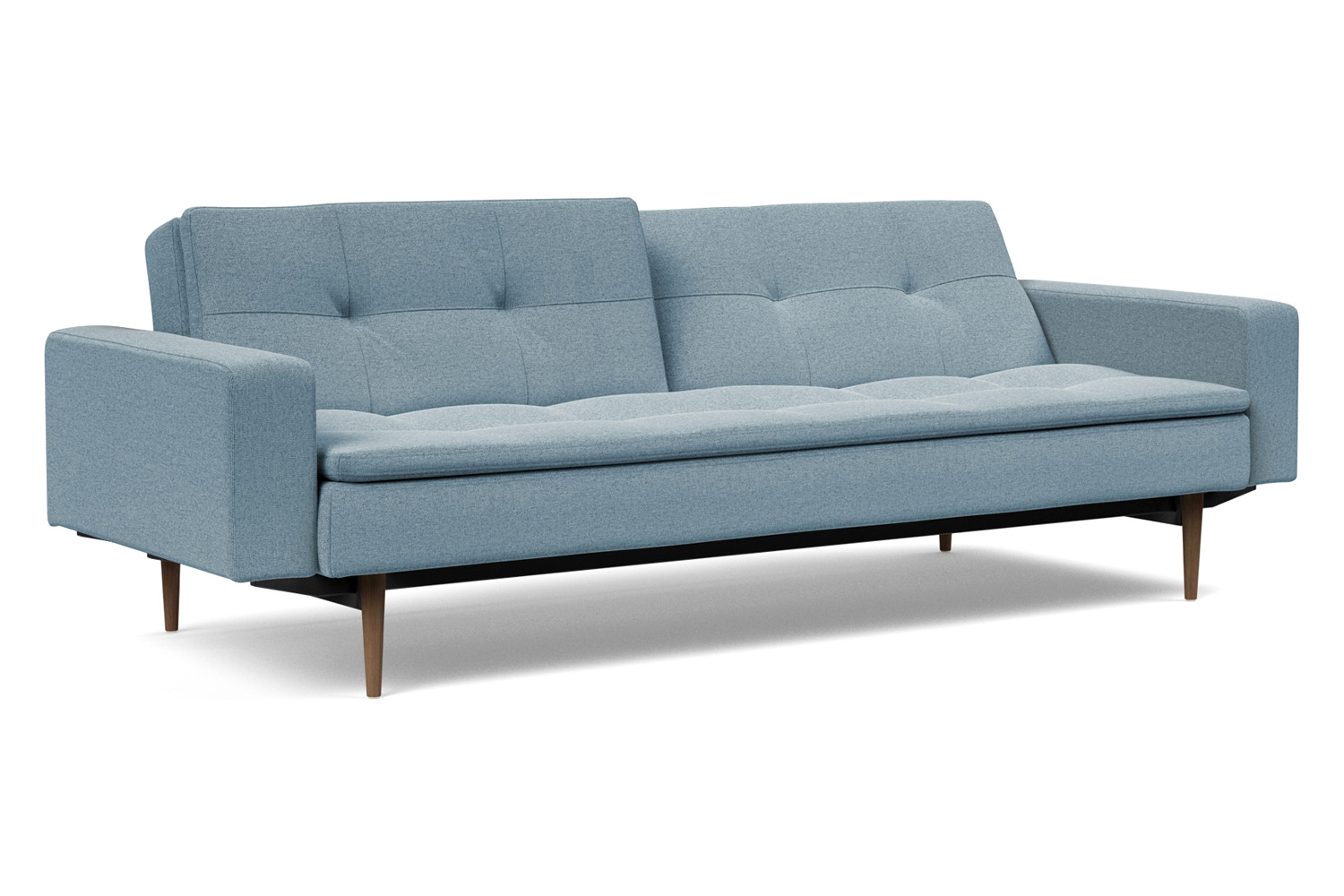 Innovation Living Dublexo Styletto Sofa Bed Dark Wood with Arms - 558 Soft Indigo