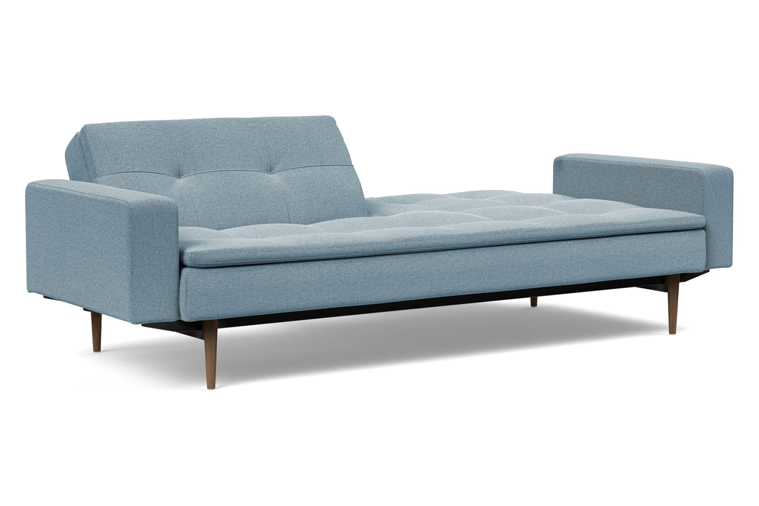 Innovation Living Dublexo Styletto Sofa Bed Dark Wood with Arms - 558 Soft Indigo