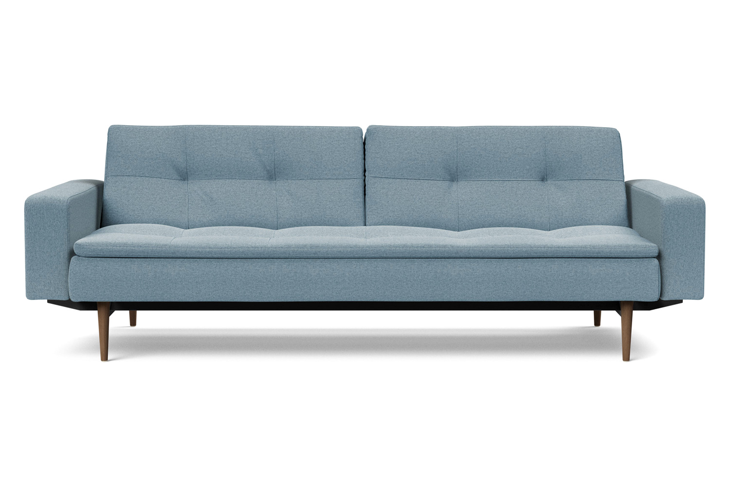 Innovation Living Dublexo Styletto Sofa Bed Dark Wood with Arms - 558 Soft Indigo