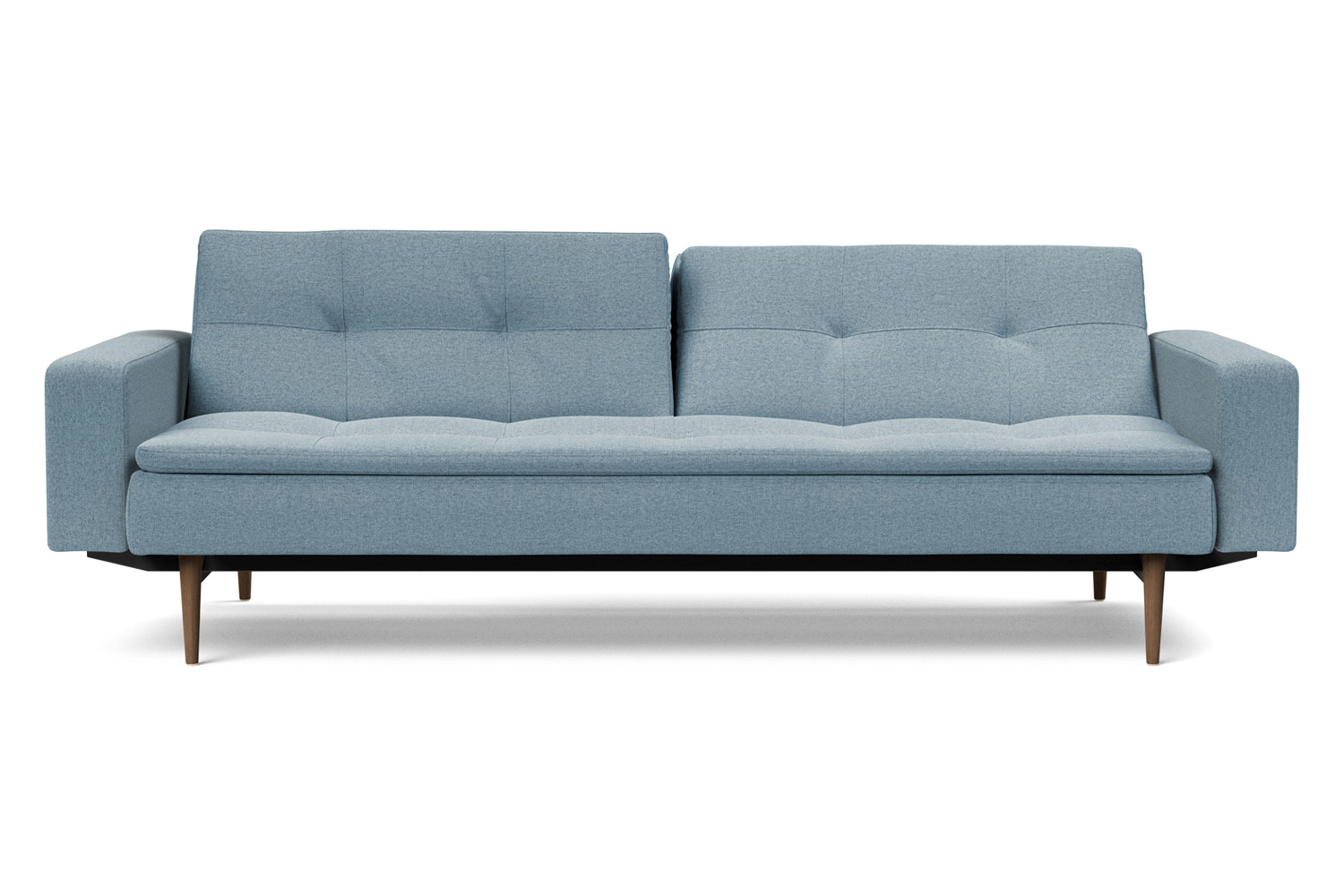 Innovation Living Dublexo Styletto Sofa Bed Dark Wood with Arms - 558 Soft Indigo