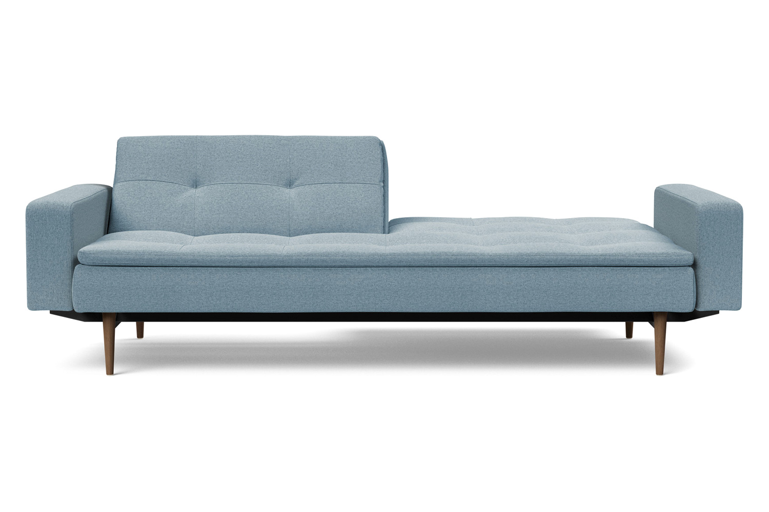 Innovation Living Dublexo Styletto Sofa Bed Dark Wood with Arms - 558 Soft Indigo