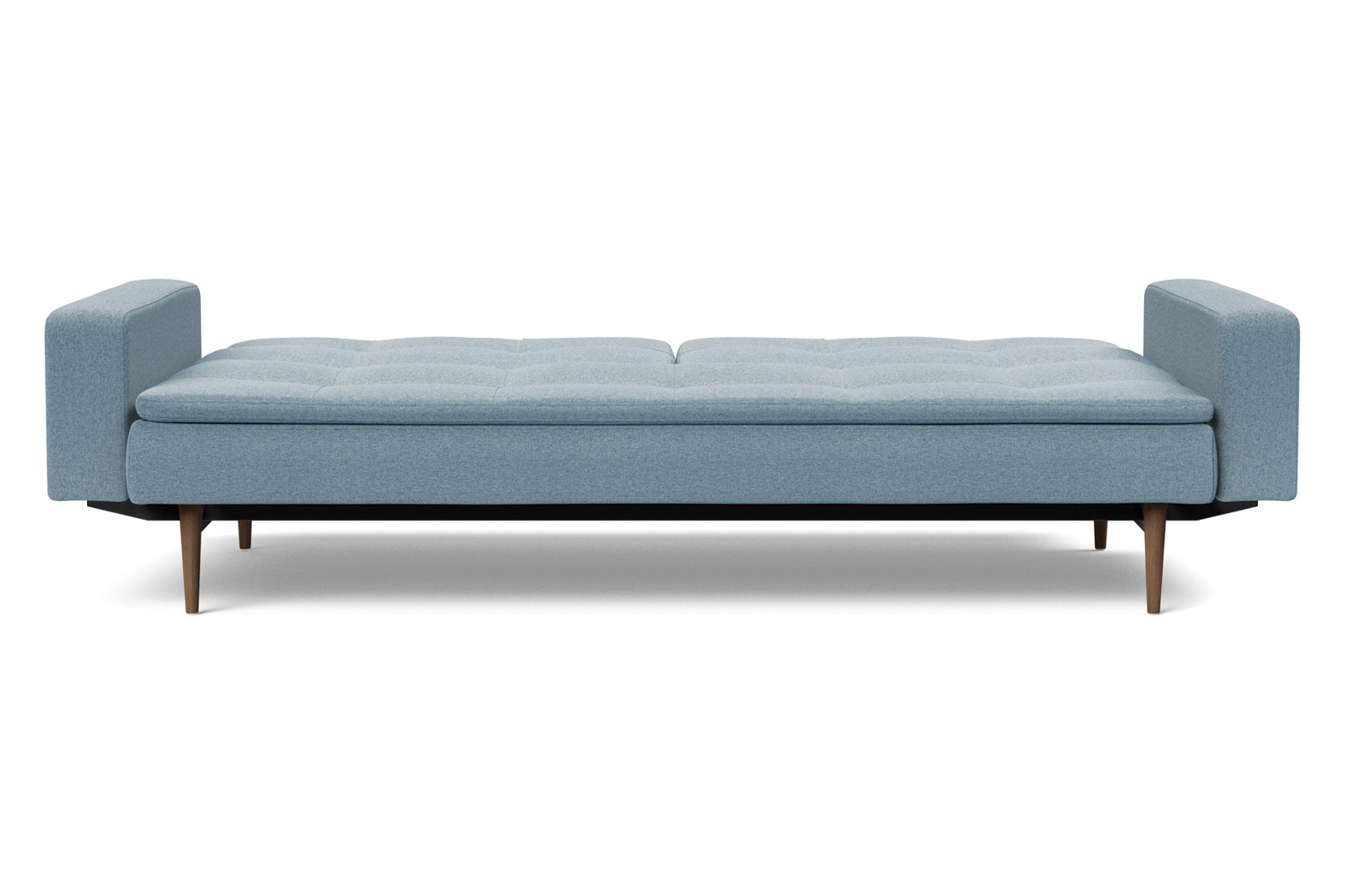 Innovation Living Dublexo Styletto Sofa Bed Dark Wood with Arms - 558 Soft Indigo