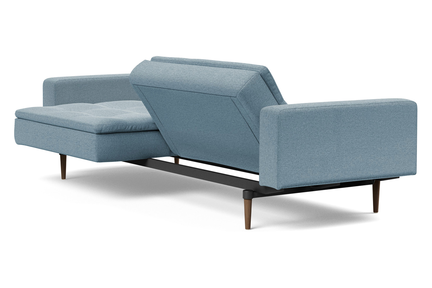 Innovation Living Dublexo Styletto Sofa Bed Dark Wood with Arms - 558 Soft Indigo