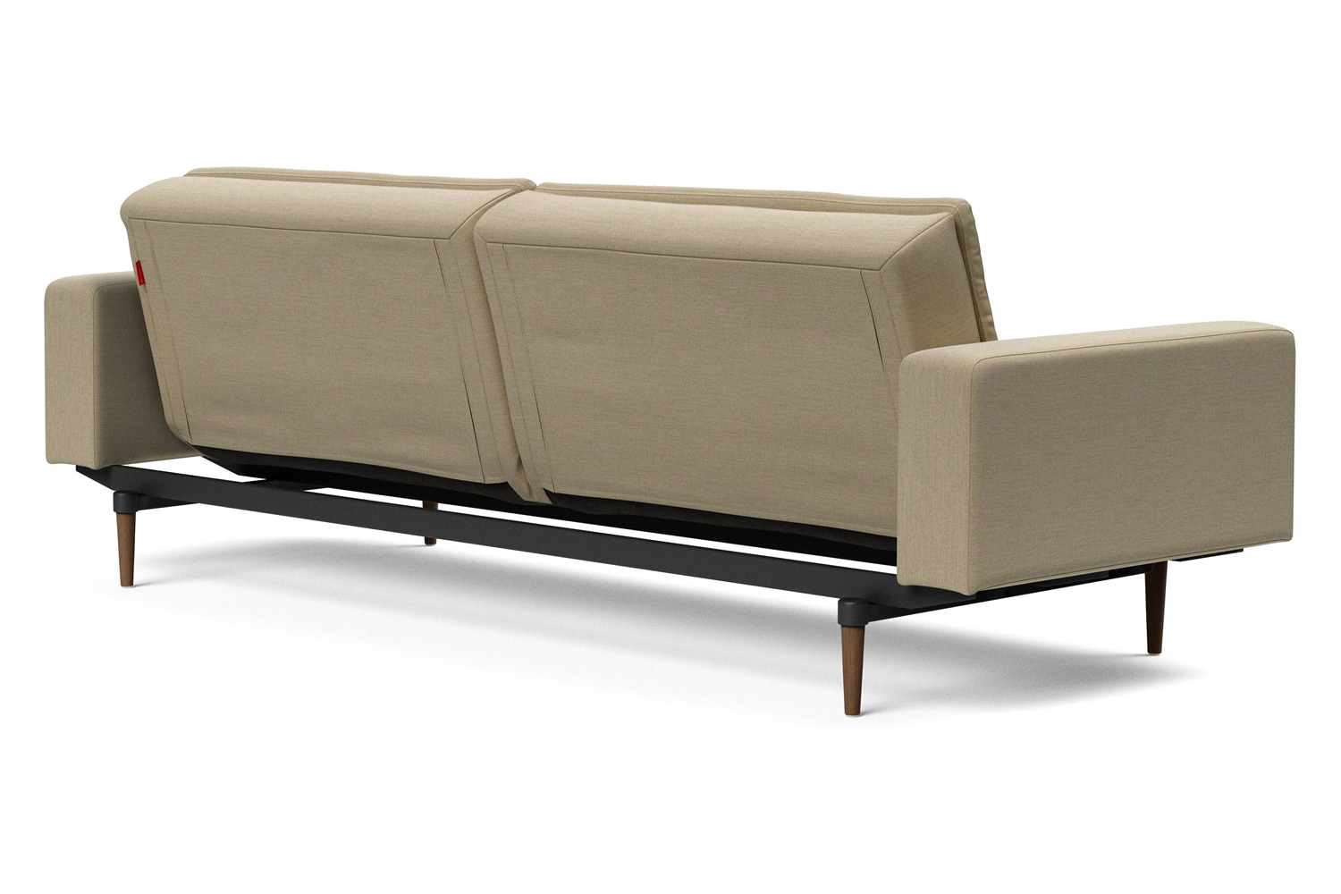 Innovation Living Dublexo Styletto Sofa Bed Dark Wood with Arms - 571 Vivus Dusty Sand