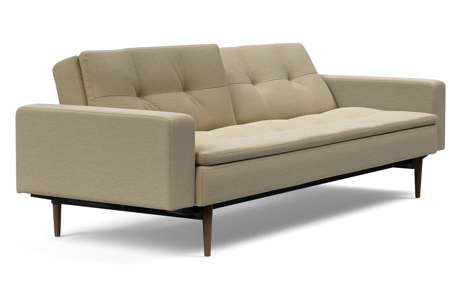 Innovation Living Dublexo Styletto Sofa Bed Dark Wood with Arms - 571 Vivus Dusty Sand