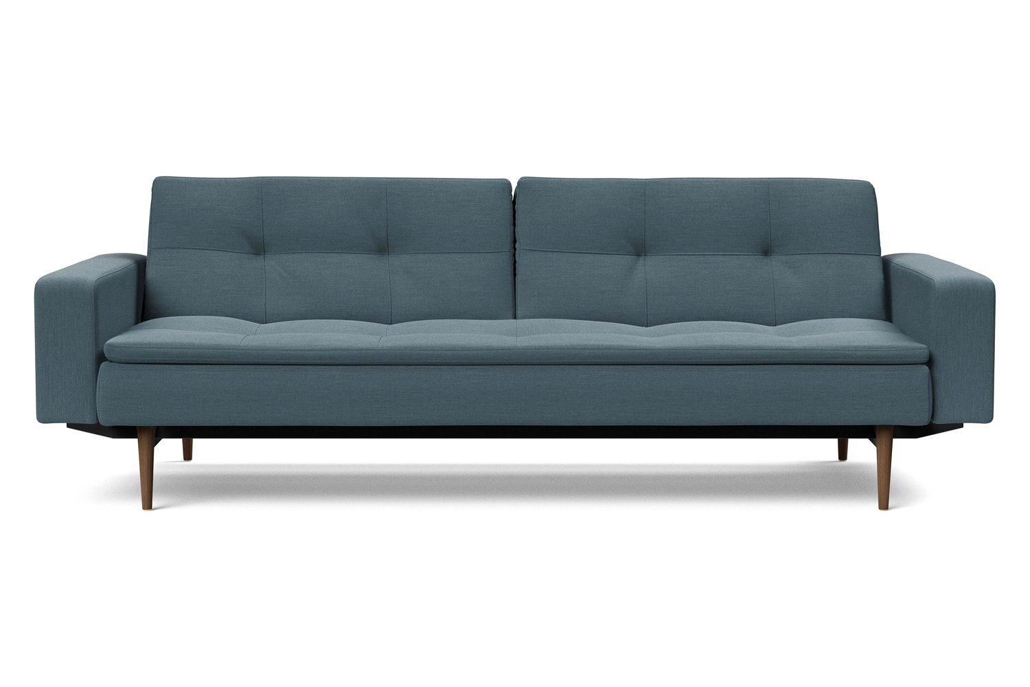 Innovation Living Dublexo Styletto Sofa Bed Dark Wood with Arms - 573 Vivus Dusty Blue