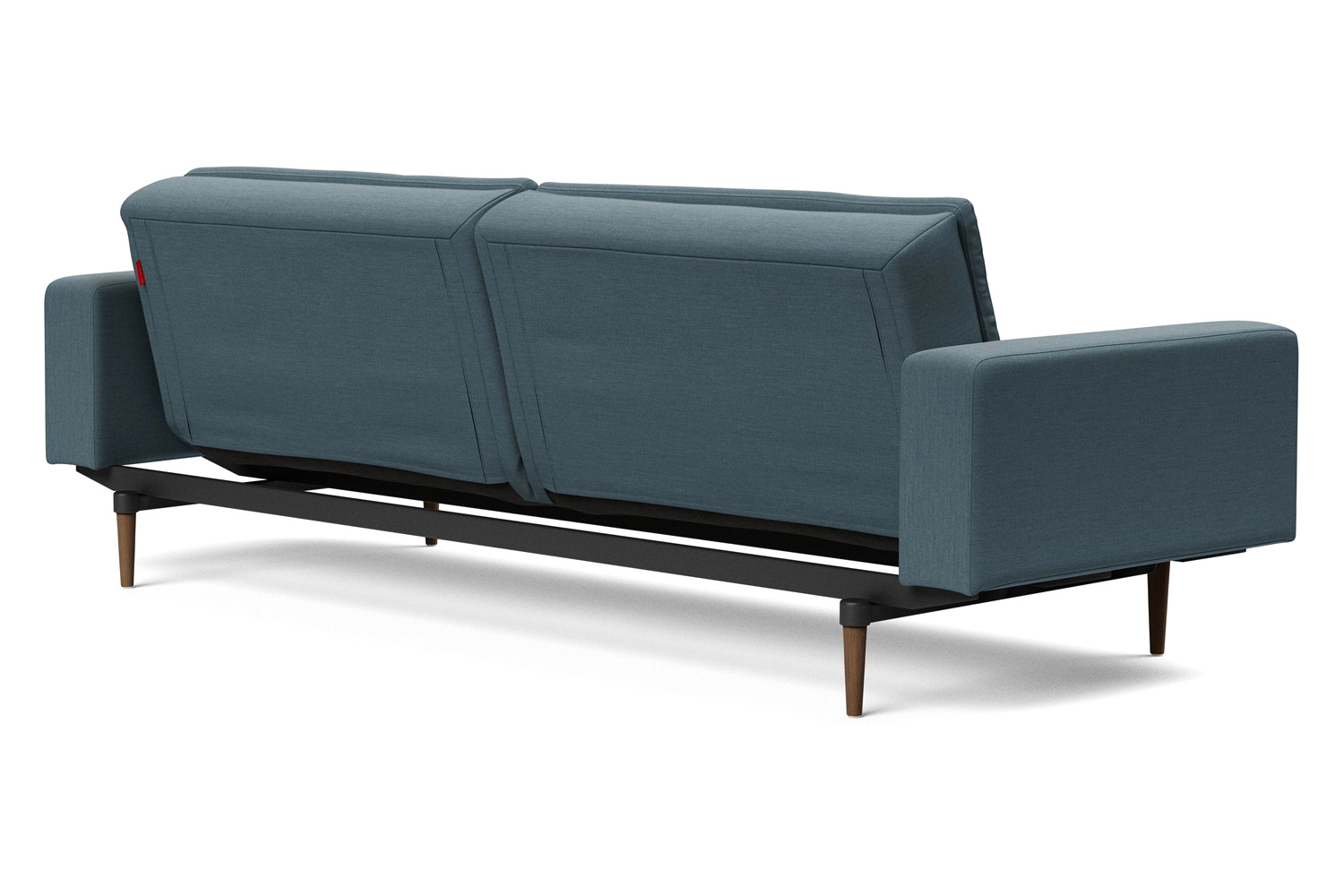 Innovation Living Dublexo Styletto Sofa Bed Dark Wood with Arms - 573 Vivus Dusty Blue