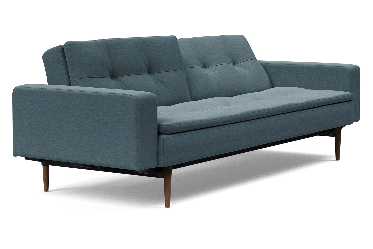 Innovation Living Dublexo Styletto Sofa Bed Dark Wood with Arms - 573 Vivus Dusty Blue