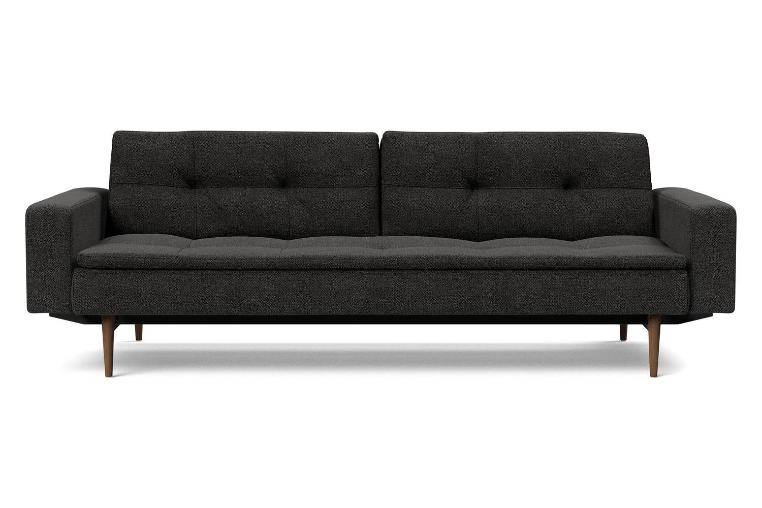 Innovation Living Dublexo Styletto Sofa Bed Dark Wood with Arms - 577 Kenya Dark Gray