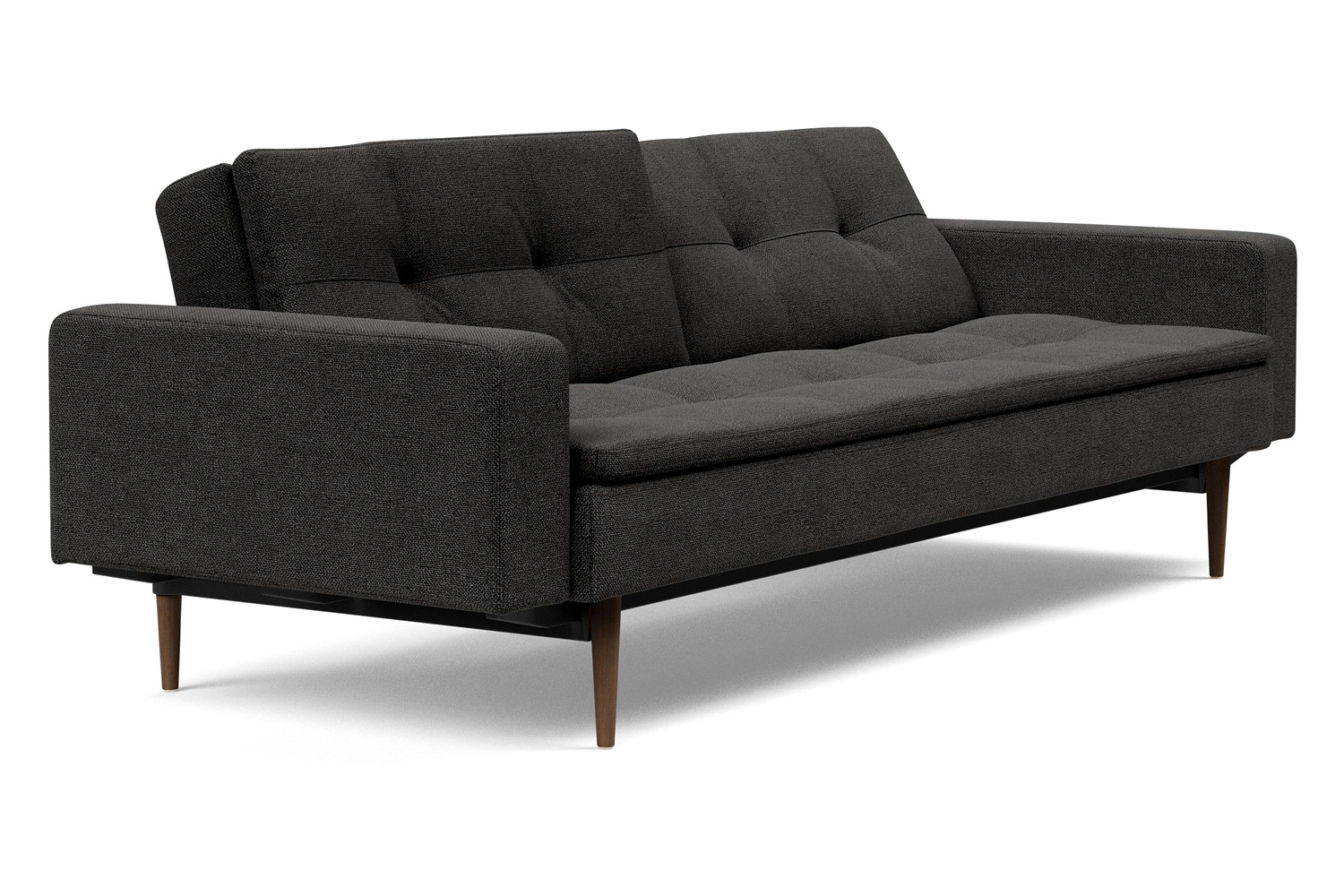 Innovation Living Dublexo Styletto Sofa Bed Dark Wood with Arms - 577 Kenya Dark Gray