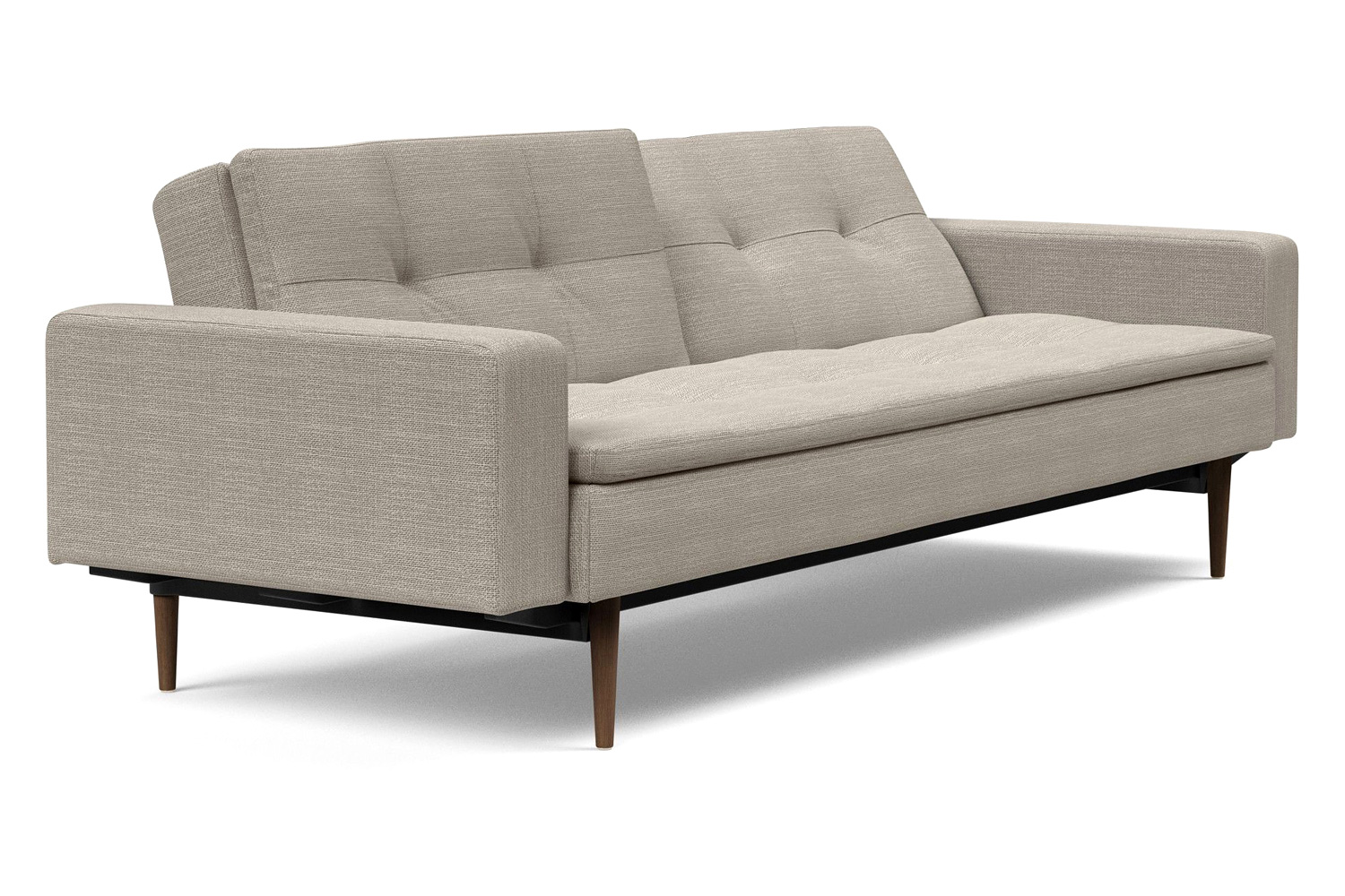 Innovation Living Dublexo Styletto Sofa Bed Dark Wood with Arms - 579 Kenya Gravel