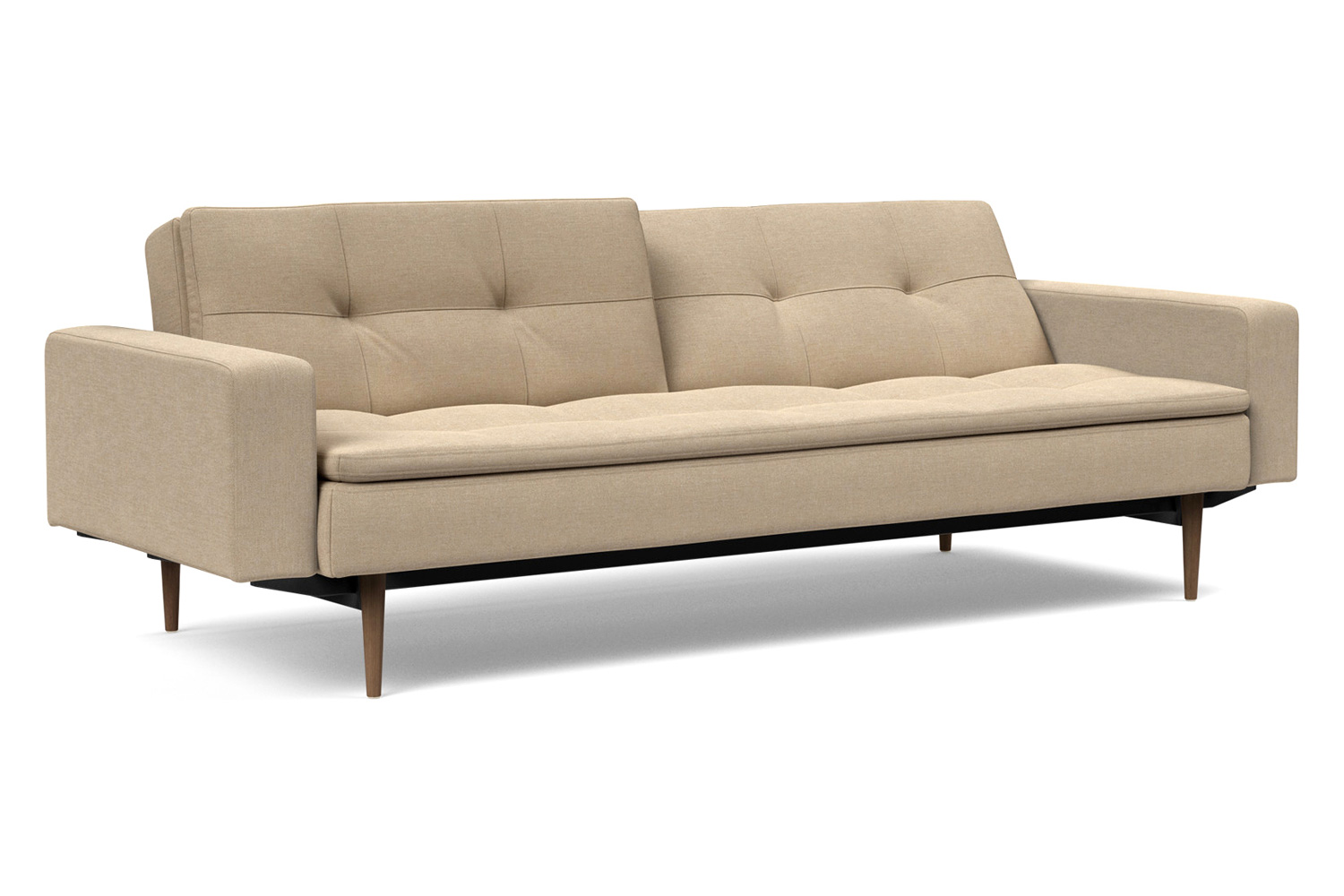 Innovation Living Dublexo Styletto Sofa Bed Dark Wood with Arms - 587 Phobos Mocha