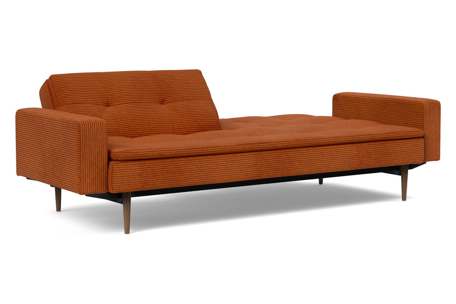 Innovation Living™ Dublexo Styletto Sofa Bed Dark Wood with Arms - 595 Corduroy Burnt Orange