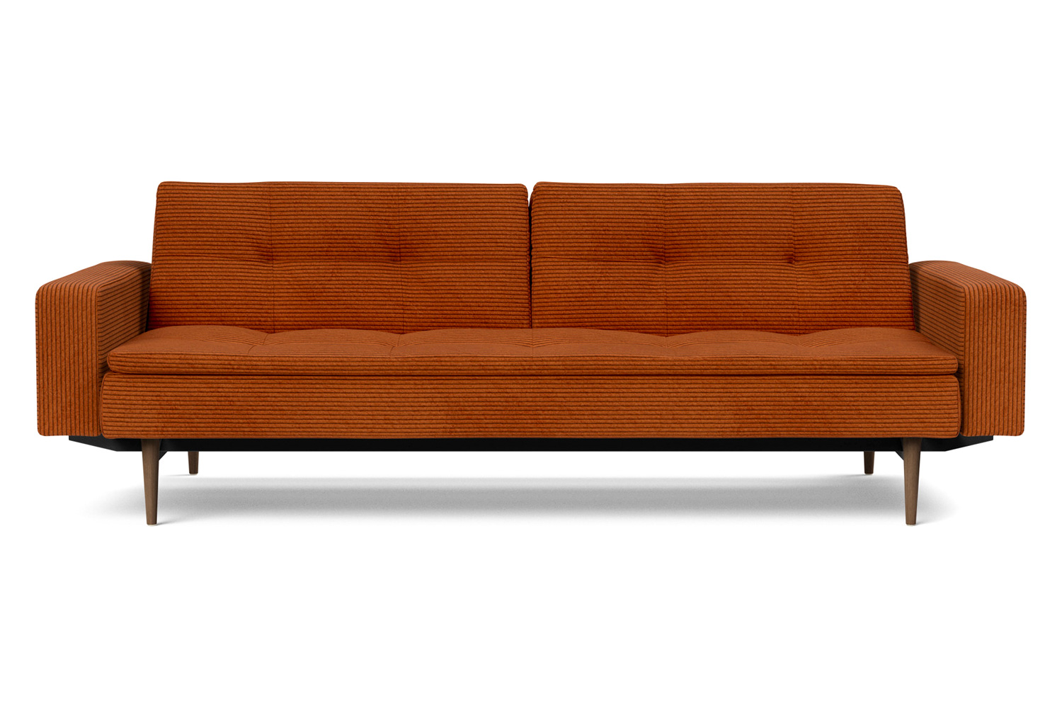 Innovation Living™ Dublexo Styletto Sofa Bed Dark Wood with Arms - 595 Corduroy Burnt Orange