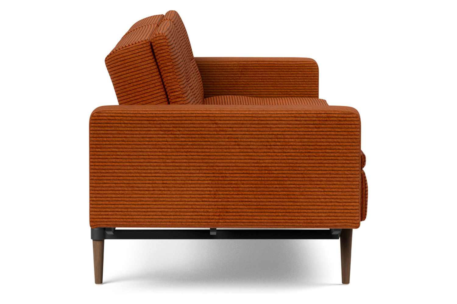 Innovation Living™ Dublexo Styletto Sofa Bed Dark Wood with Arms - 595 Corduroy Burnt Orange