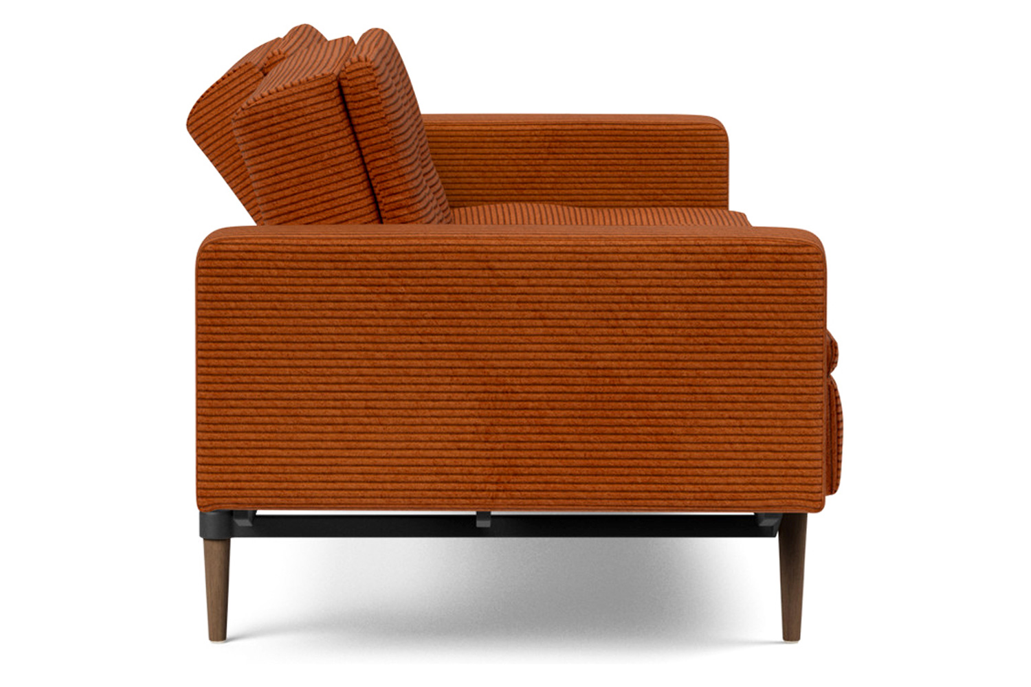 Innovation Living™ Dublexo Styletto Sofa Bed Dark Wood with Arms - 595 Corduroy Burnt Orange