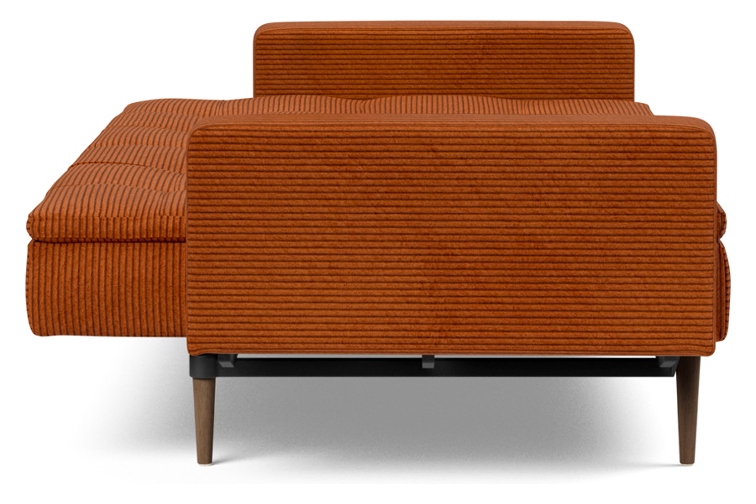 Innovation Living™ Dublexo Styletto Sofa Bed Dark Wood with Arms - 595 Corduroy Burnt Orange