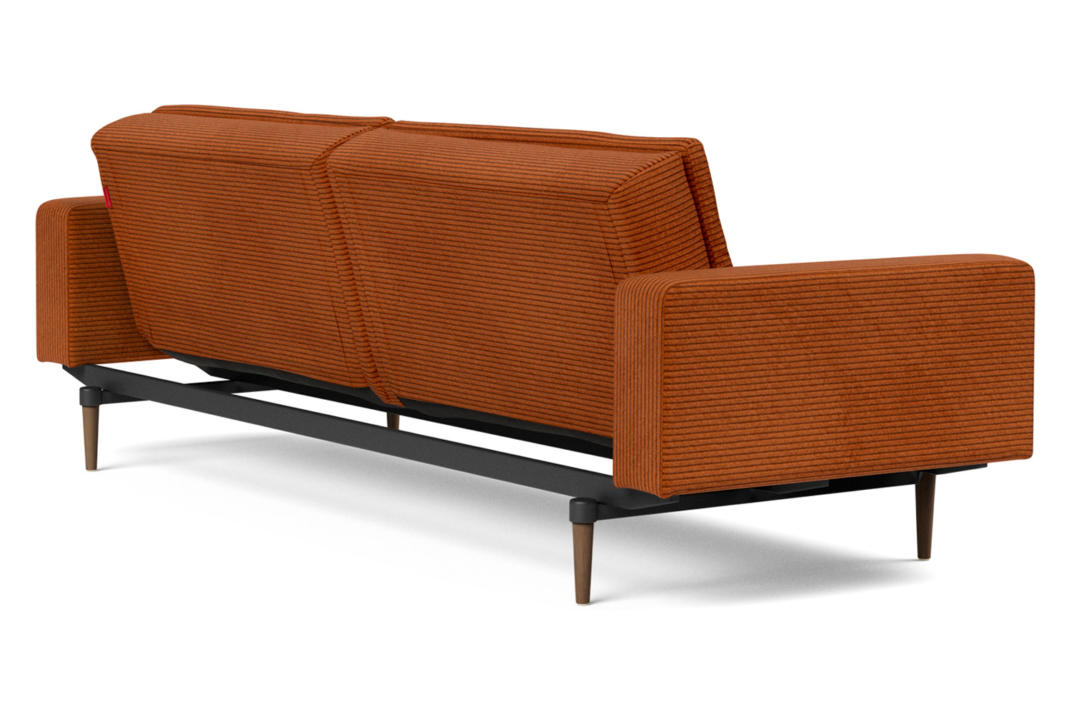 Innovation Living™ Dublexo Styletto Sofa Bed Dark Wood with Arms - 595 Corduroy Burnt Orange