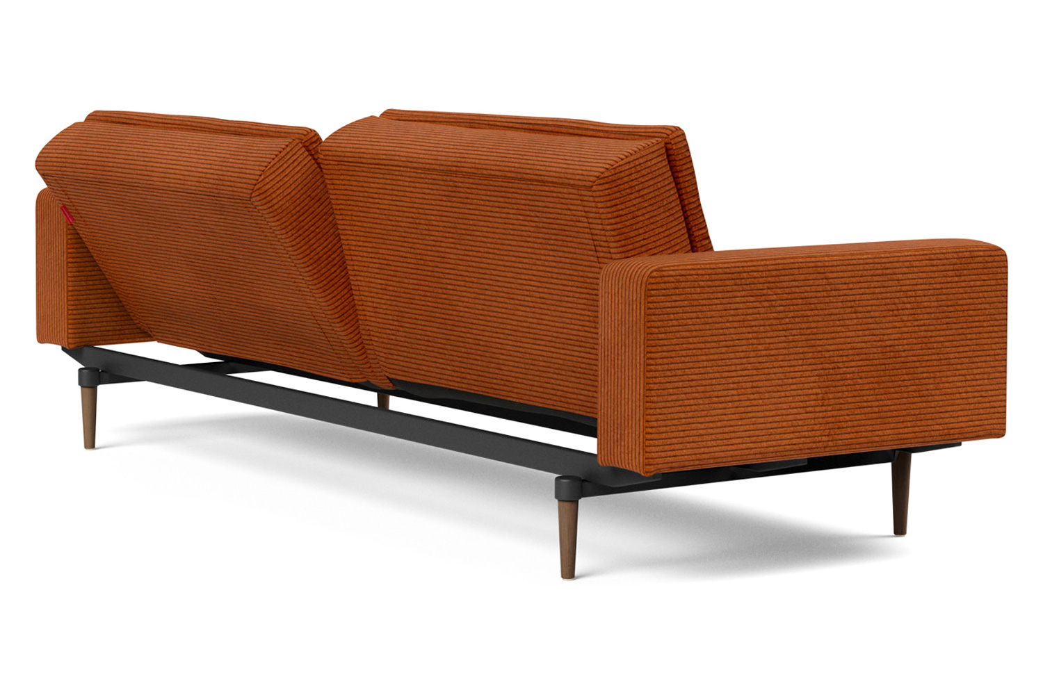 Innovation Living™ Dublexo Styletto Sofa Bed Dark Wood with Arms - 595 Corduroy Burnt Orange