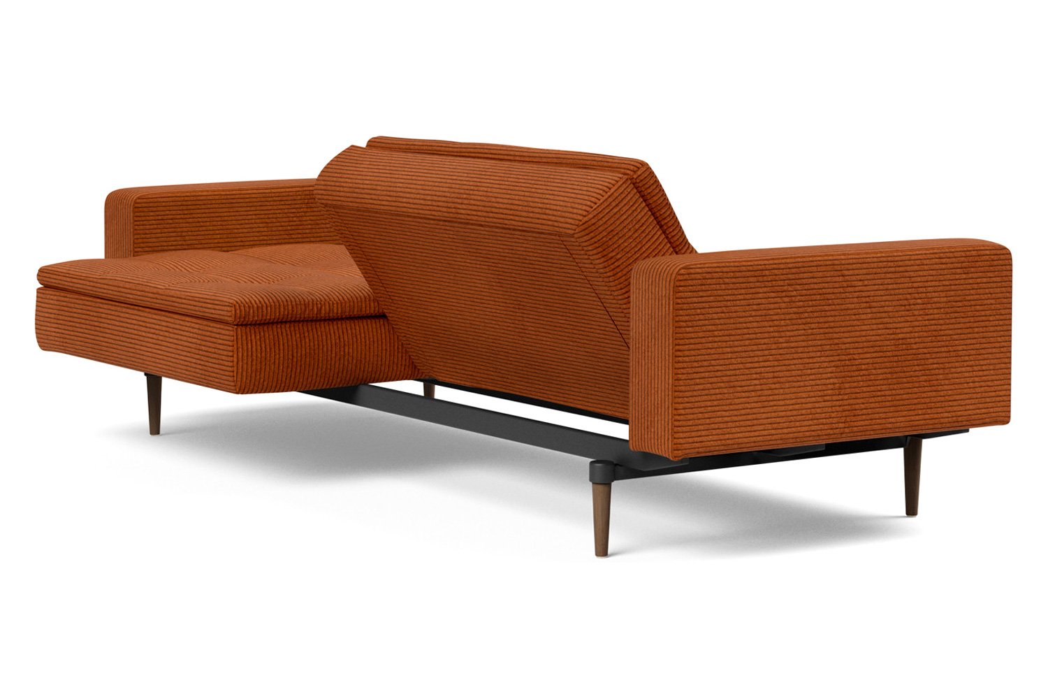 Innovation Living™ Dublexo Styletto Sofa Bed Dark Wood with Arms - 595 Corduroy Burnt Orange