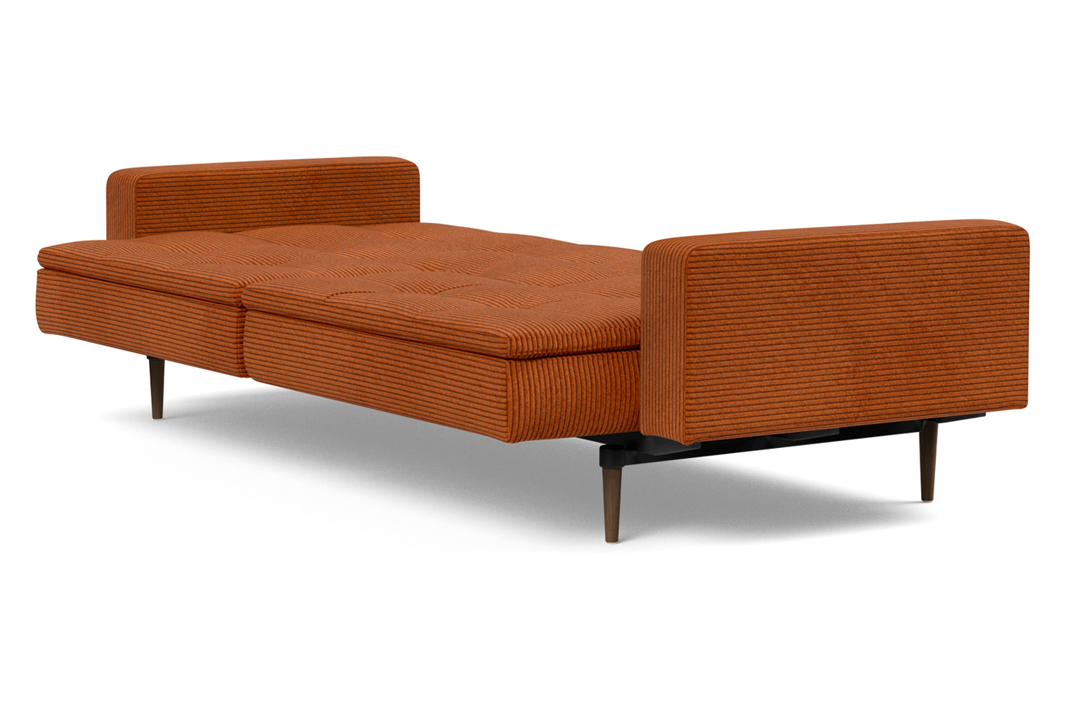 Innovation Living™ Dublexo Styletto Sofa Bed Dark Wood with Arms - 595 Corduroy Burnt Orange