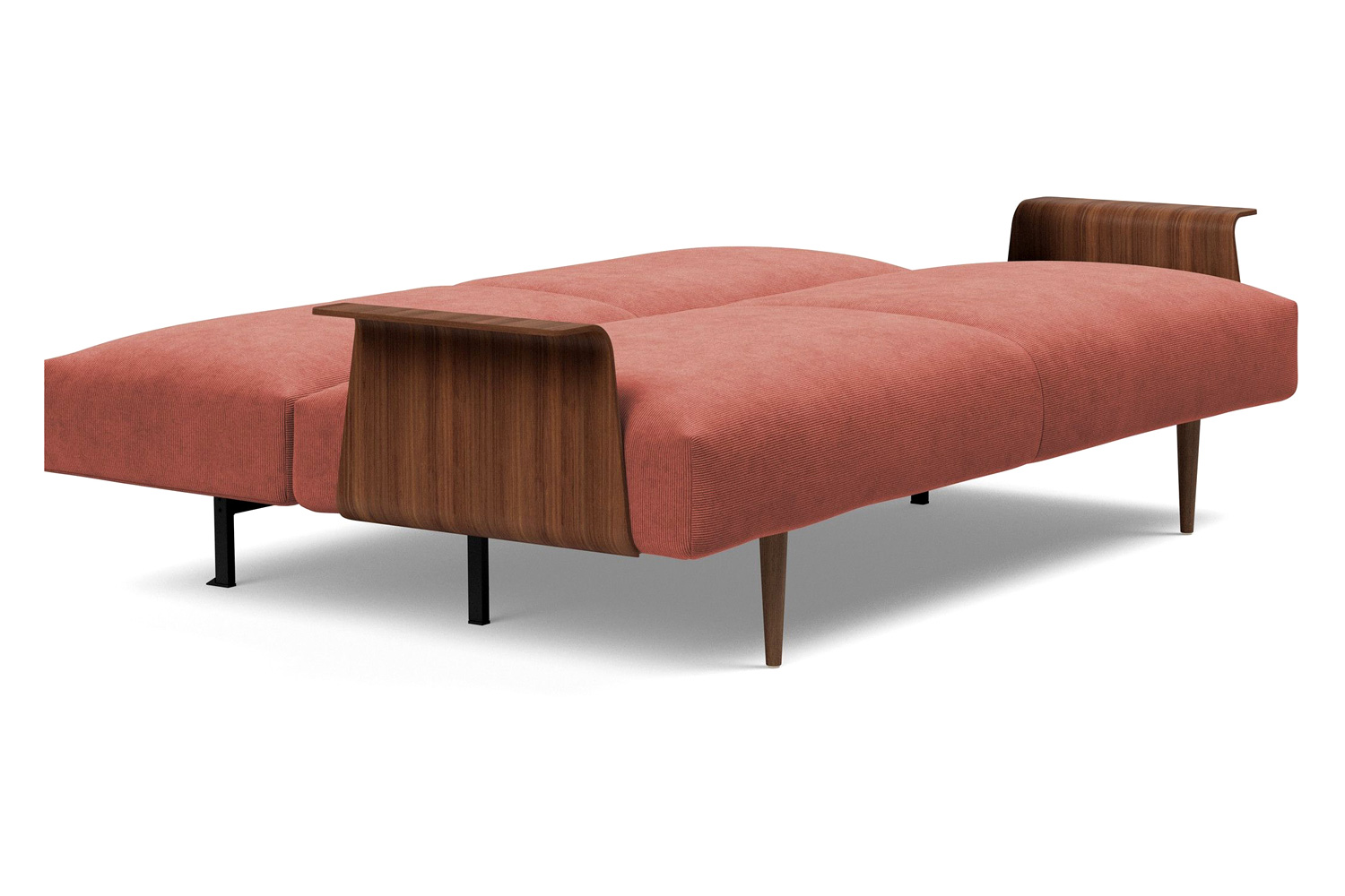 Innovation Living Frode Dark Styletto Sofa Bed Walnut Arms - 317 Cordufine Rust