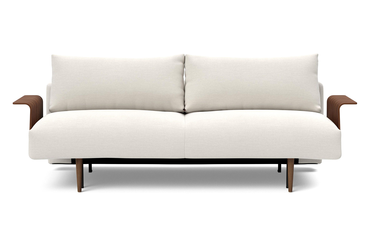 Innovation Living Frode Dark Styletto Sofa Bed Walnut Arms - 574 Vivus Dusty Off White