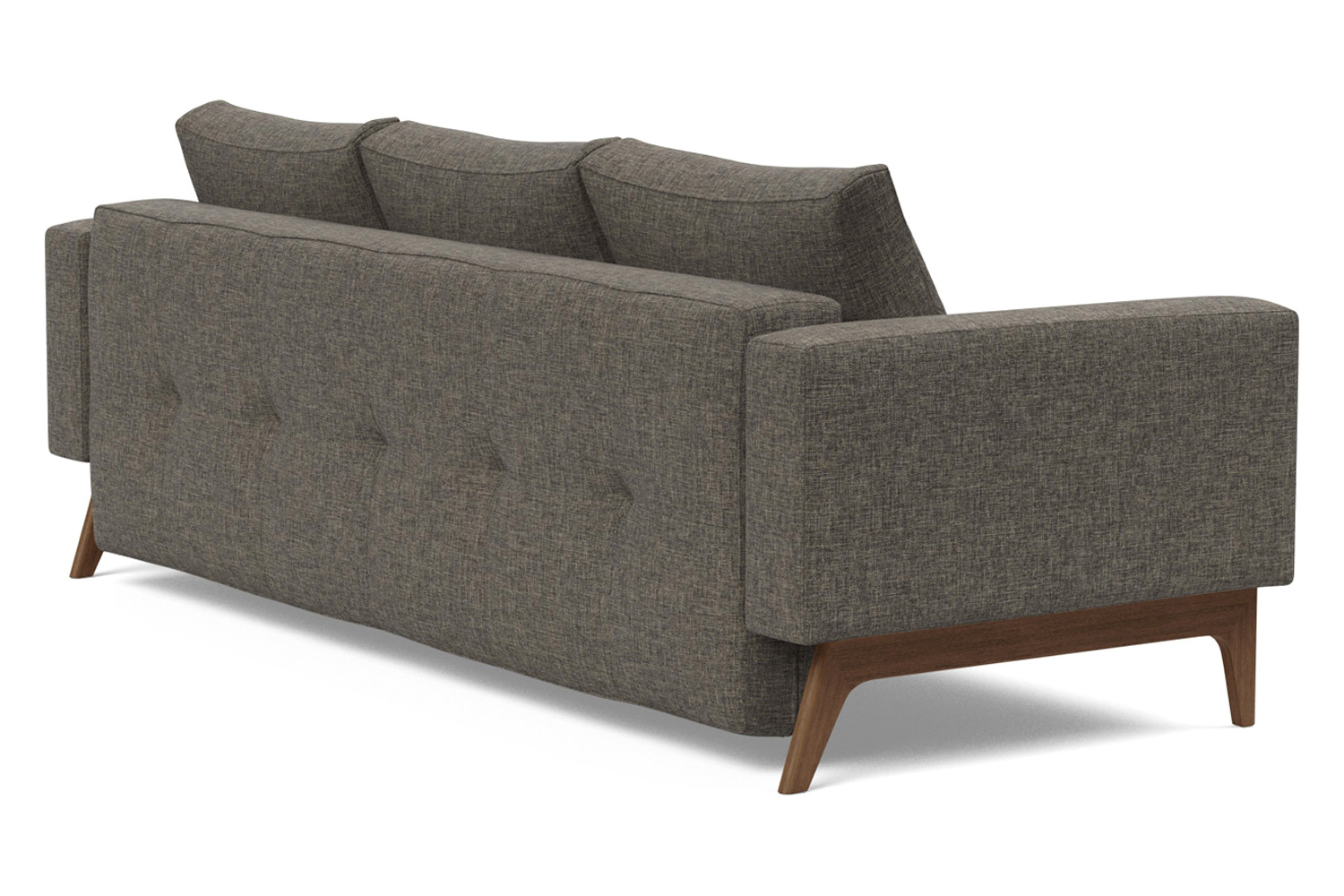 Innovation Living Cassius Quilt Dark Wood Sofa Bed - 216 Flashtex Dark Gray