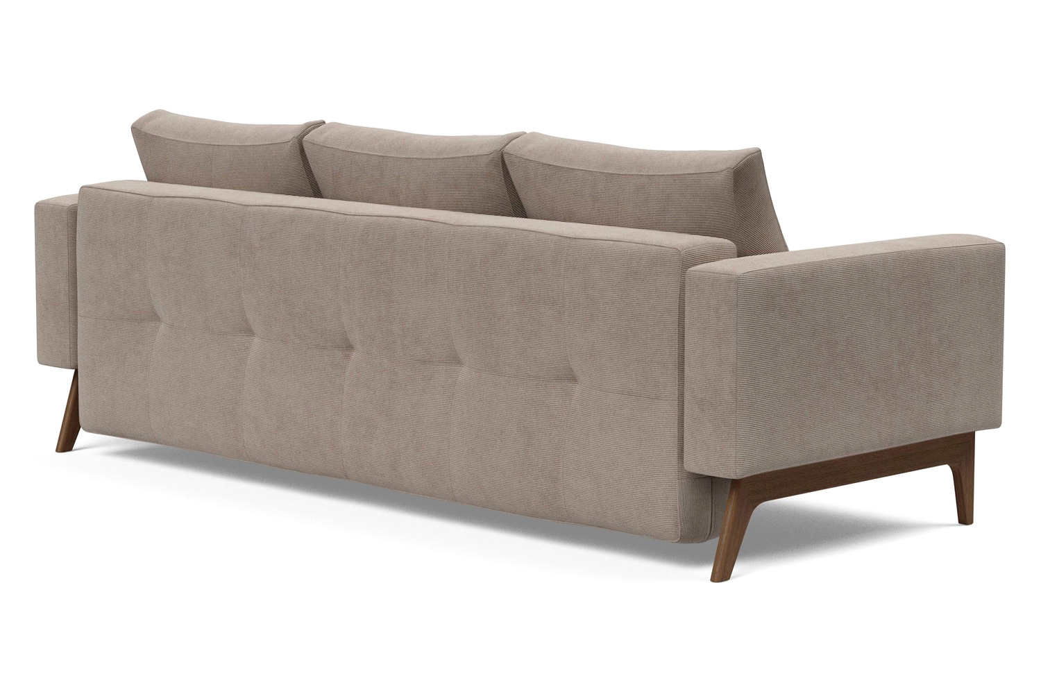 Innovation Living Cassius Quilt Dark Wood Sofa Bed - 318 Cordufine Beige