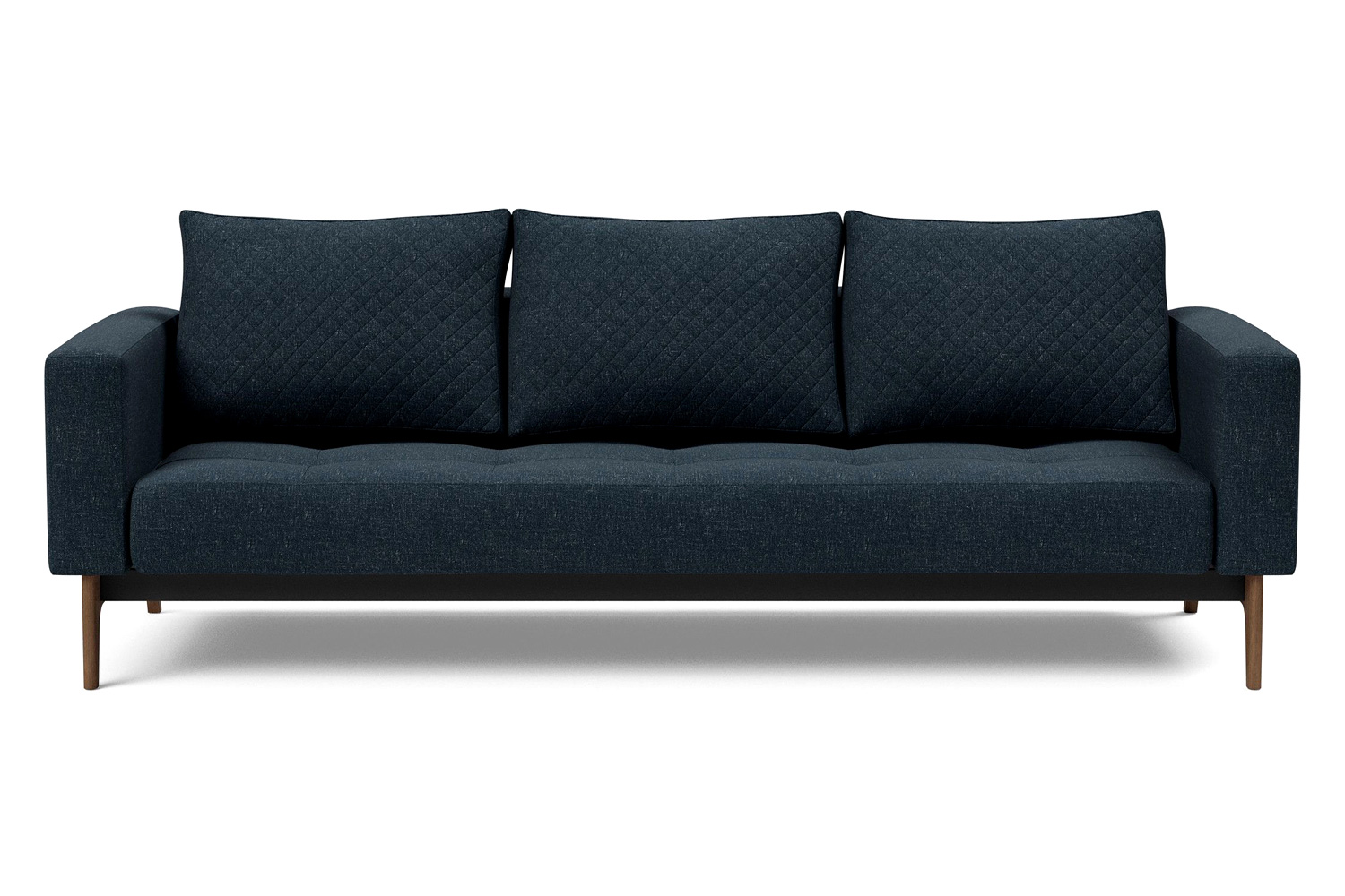 Innovation Living Cassius Quilt Dark Wood Sofa Bed - 515 Nist Blue