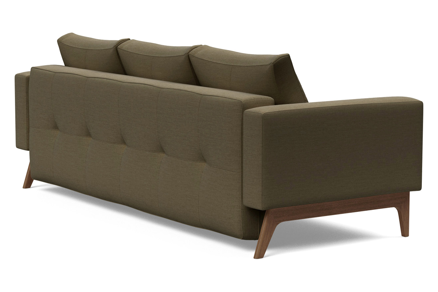 Innovation Living Cassius Quilt Dark Wood Sofa Bed - 575 Vivus Dusty Olive