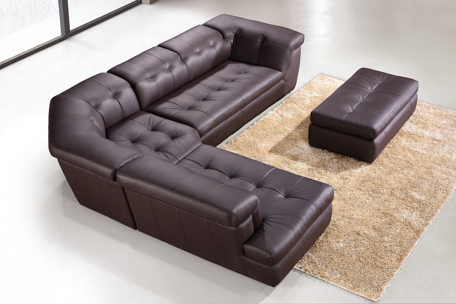 J&M 397 Italian Leather Sectional - Left Hand Facing, Chocolate