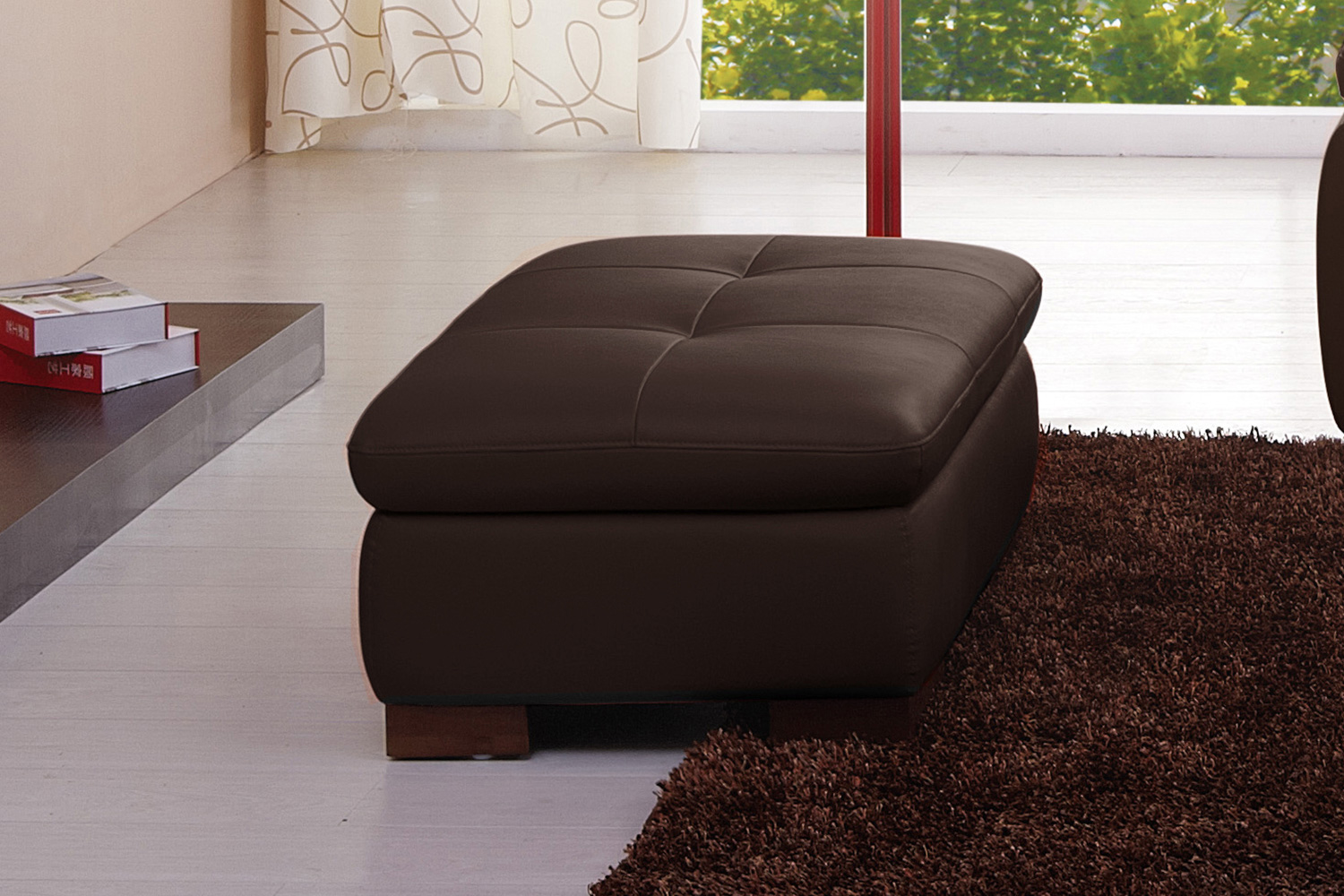 J&M - 625 Italian Leather Ottoman