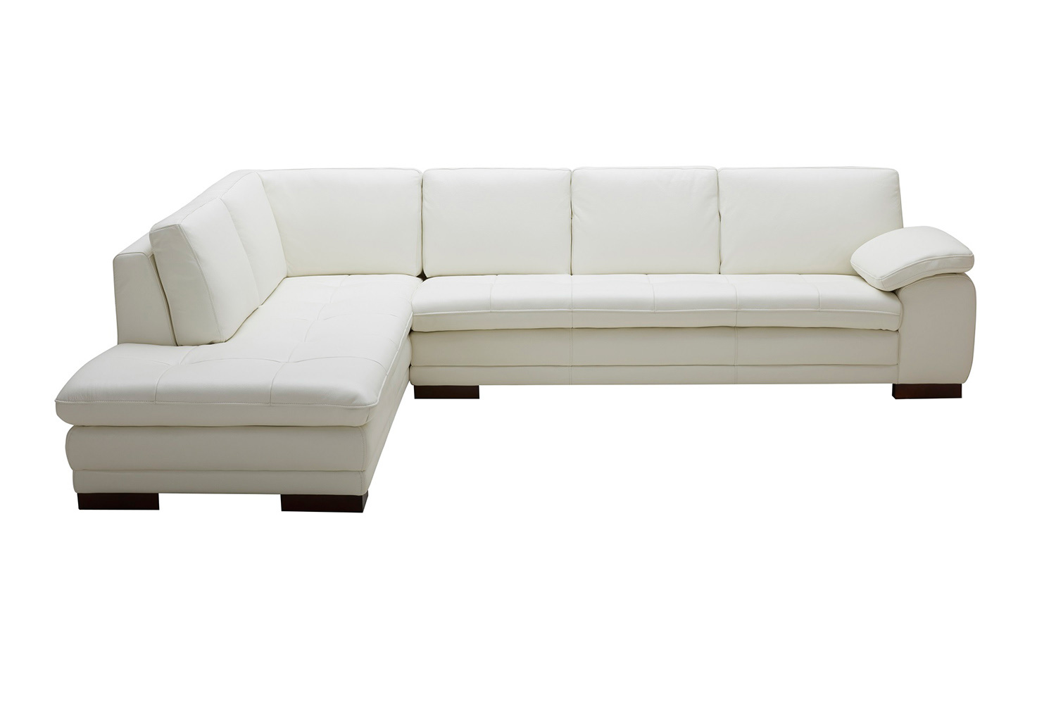 J&M™ 625 Italian Leather Sectional - Left Hand Facing, White