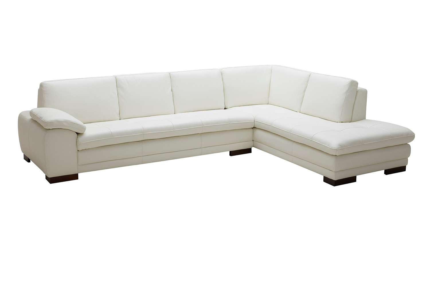 J&M™ 625 Italian Leather Sectional - Right Hand Facing, White