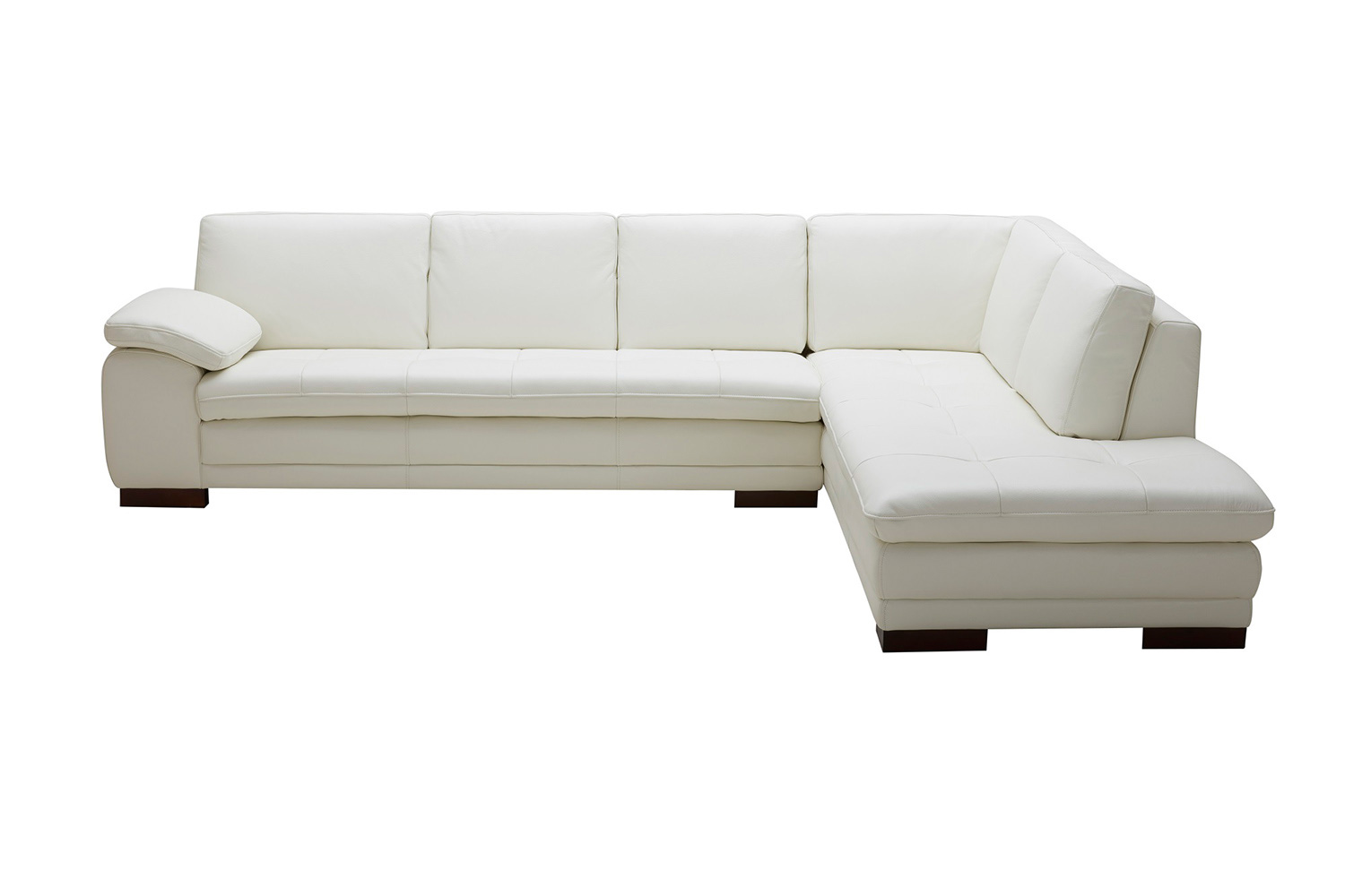 J&M™ 625 Italian Leather Sectional - Right Hand Facing, White