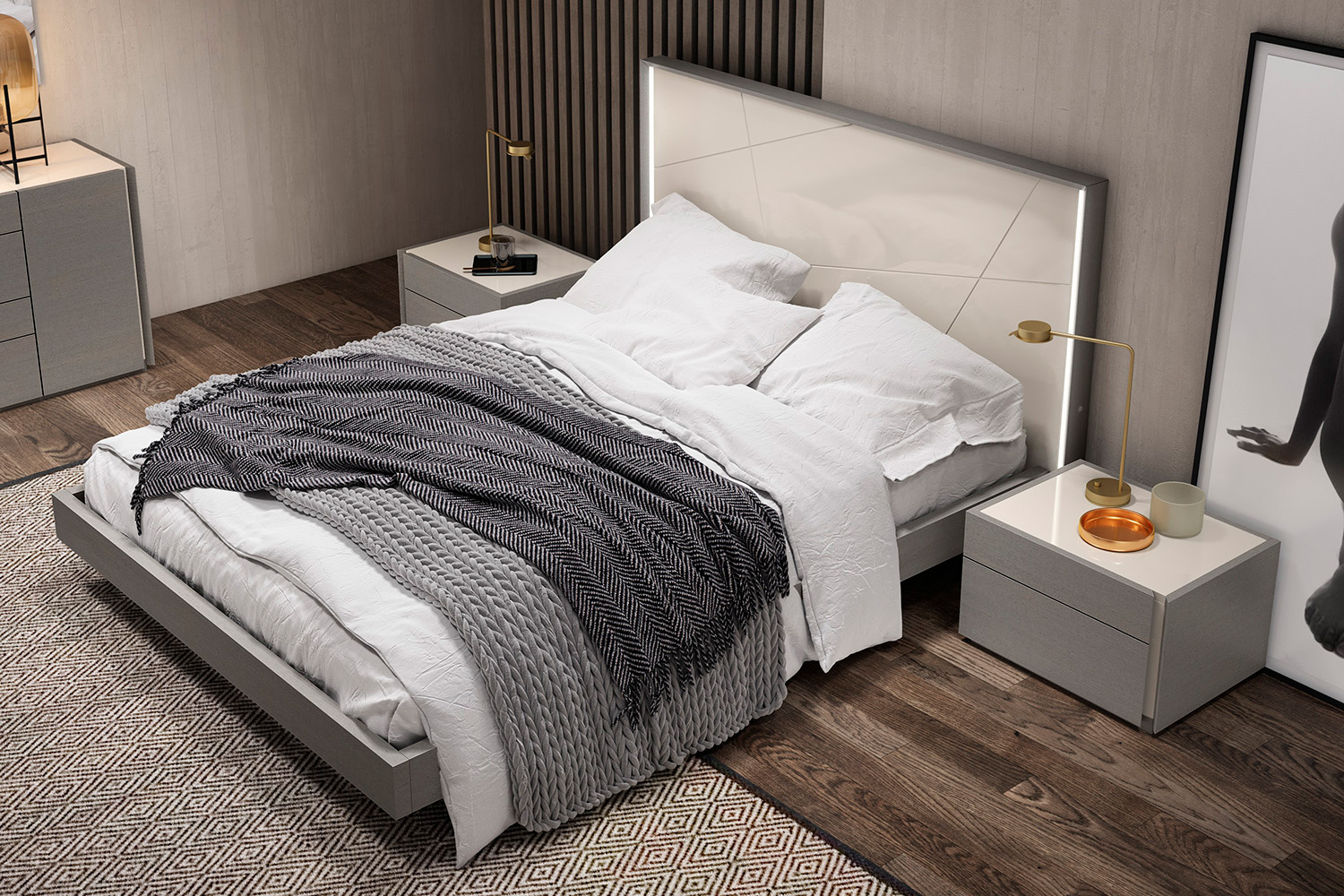 J&M Sintra King Bed - Gray