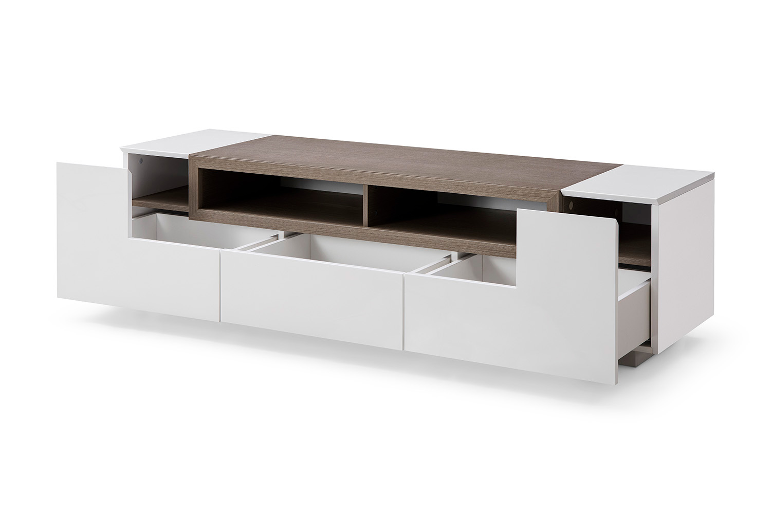 J&M TV Stand 002 - White Gloss/Gray Veneer