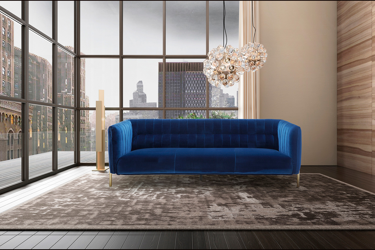 J&M Deco Loveseat - Blue, Fabric