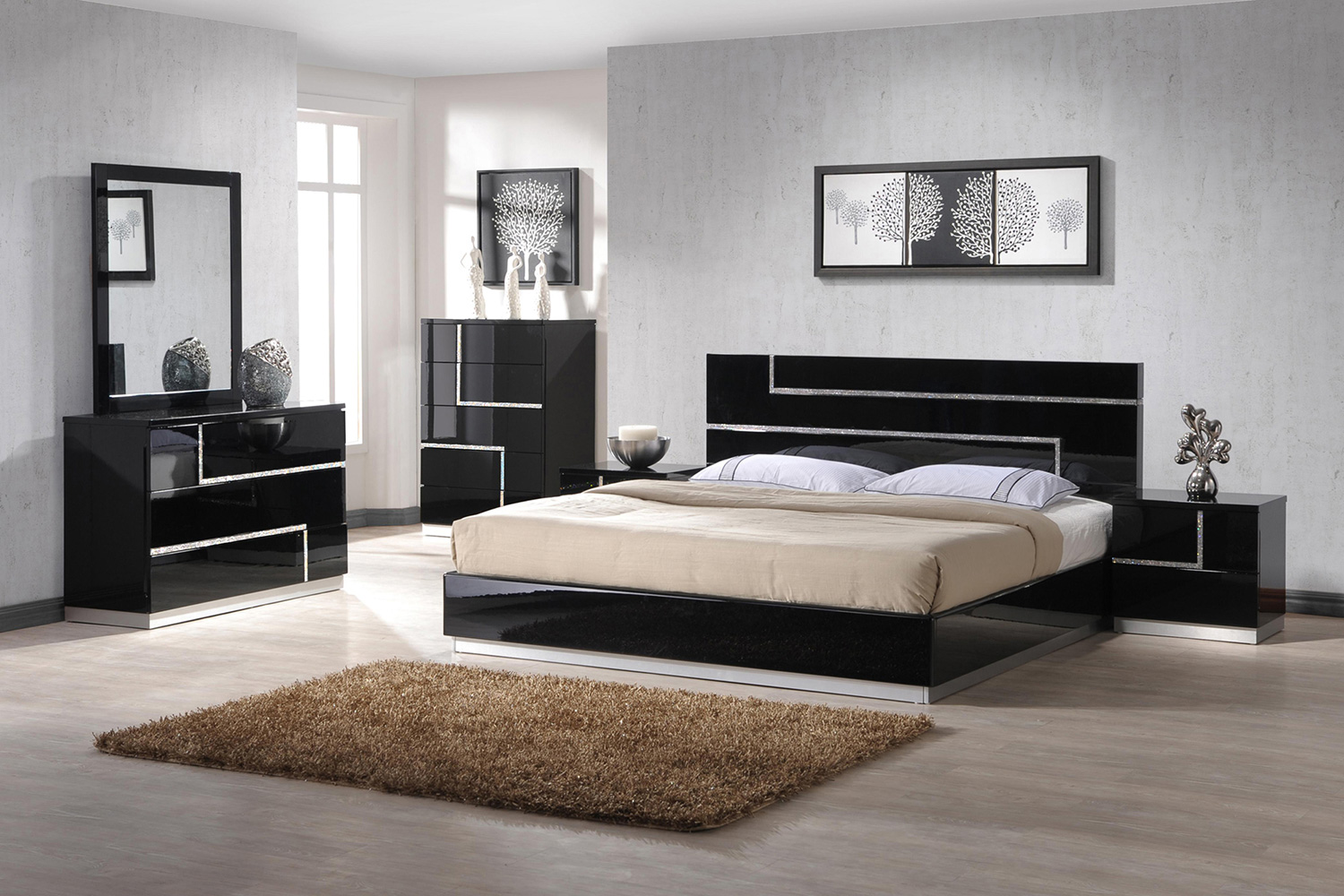 J&M Lucca Full Size Bed - Black