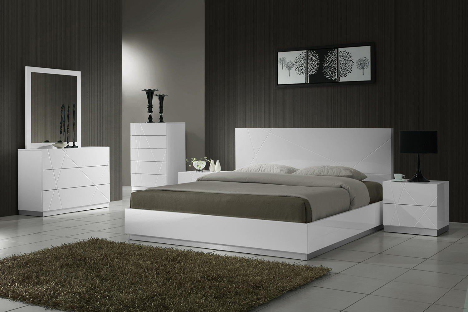 J&M Naples King Size Bed - White