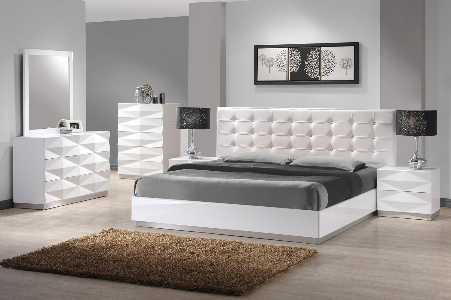 J&M Verona King Size Bed - White