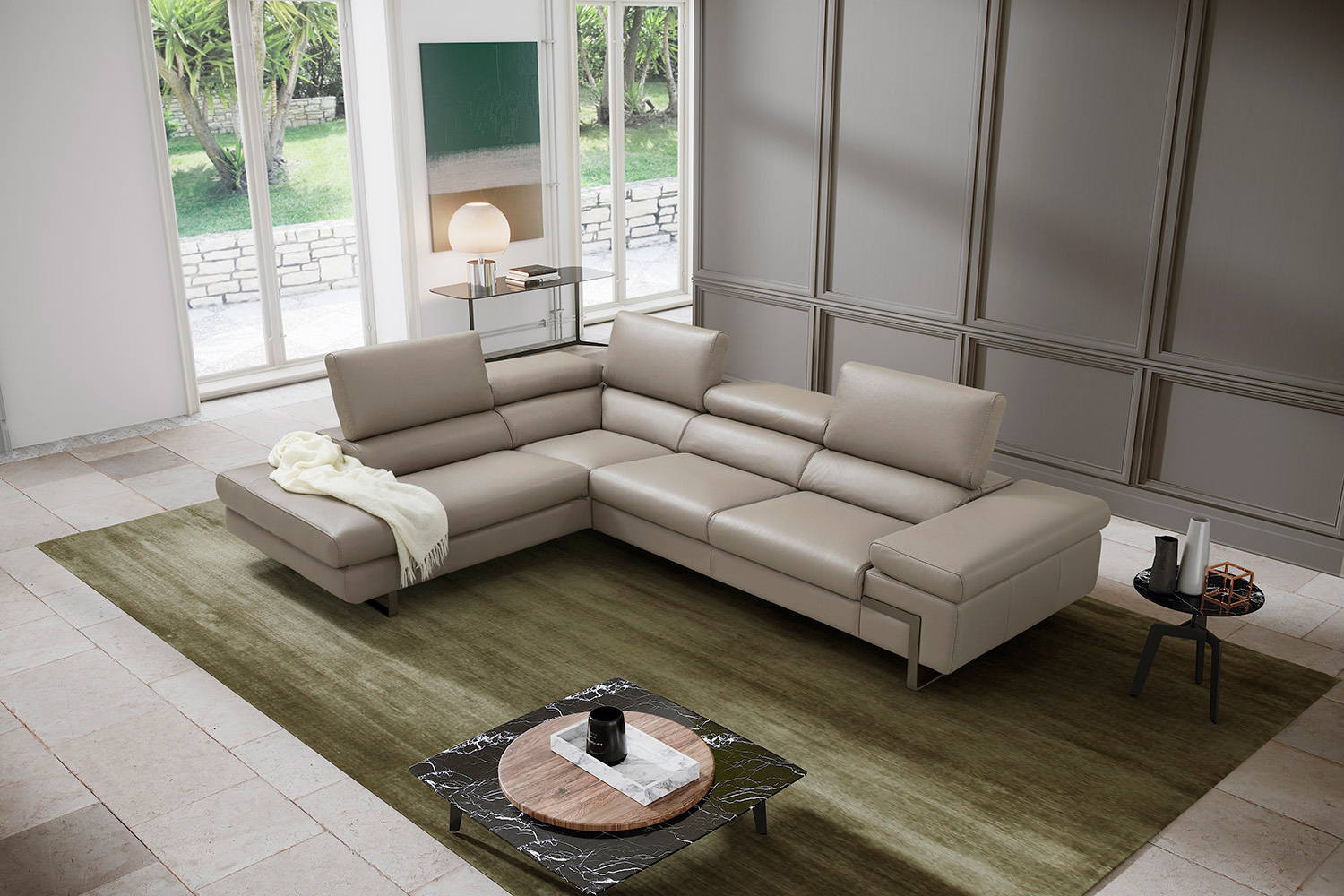 J&M I716 Sectional - Left Hand Facing Chaise, Taupe