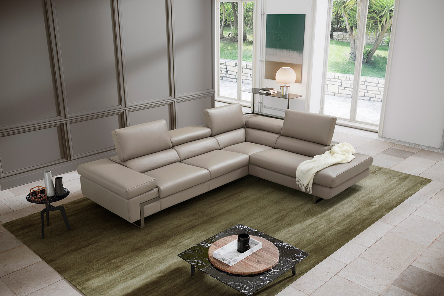 J&M I716 Sectional - Right Hand Facing Chaise, Taupe