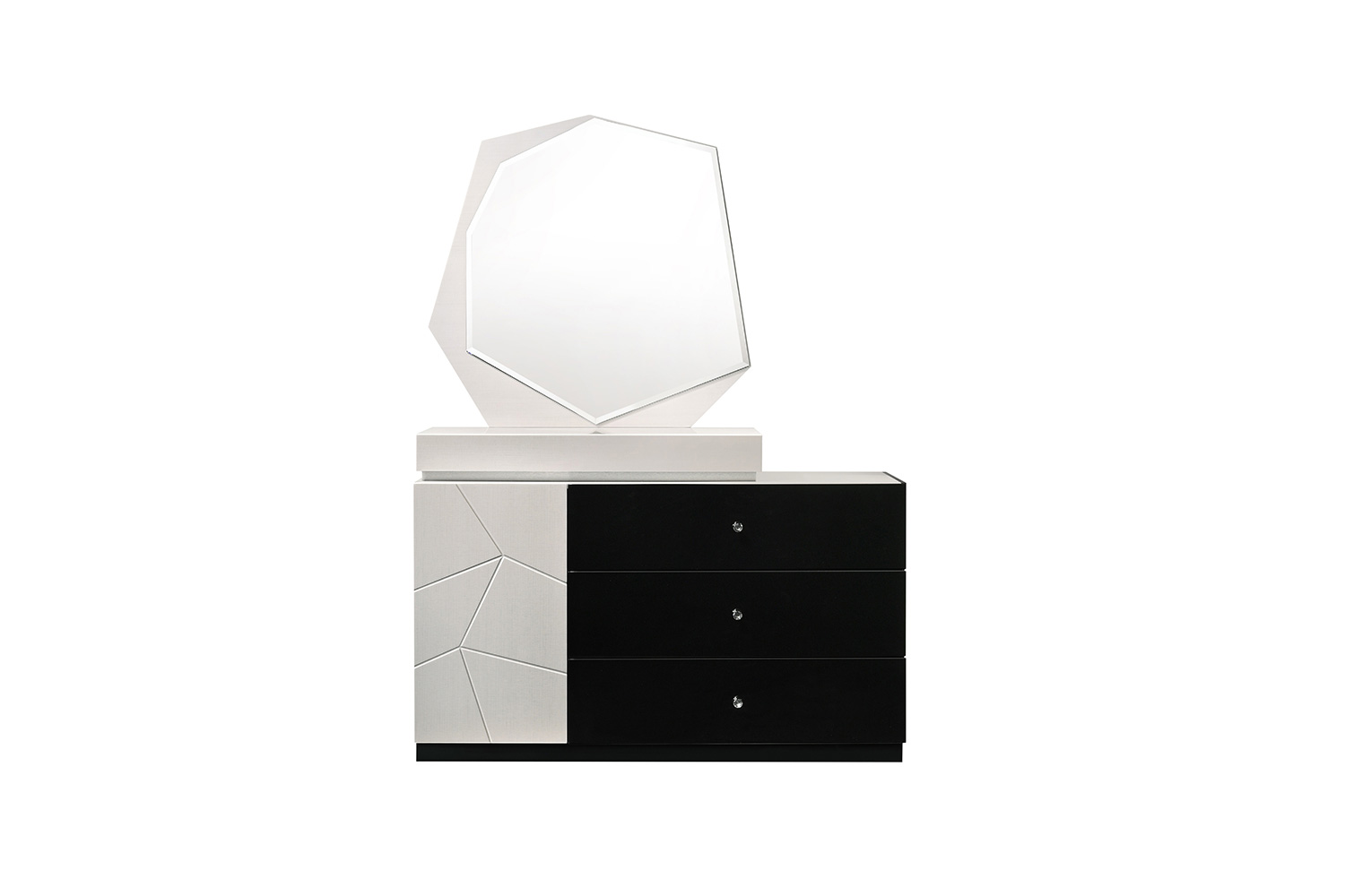 J&M - Turin Dresser & Mirror in Light Gray/Black