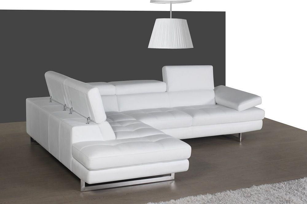 J&M A761 Italian Leather Sectional - Left Hand Facing, White