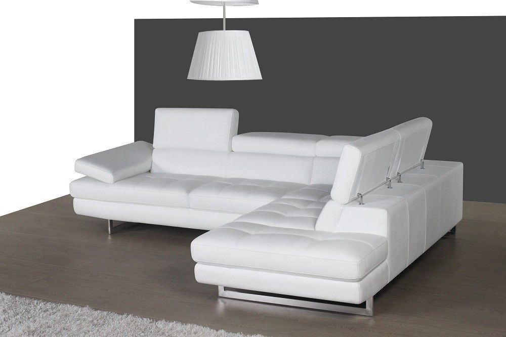 J&M A761 Italian Leather Sectional - Right Hand Facing, White