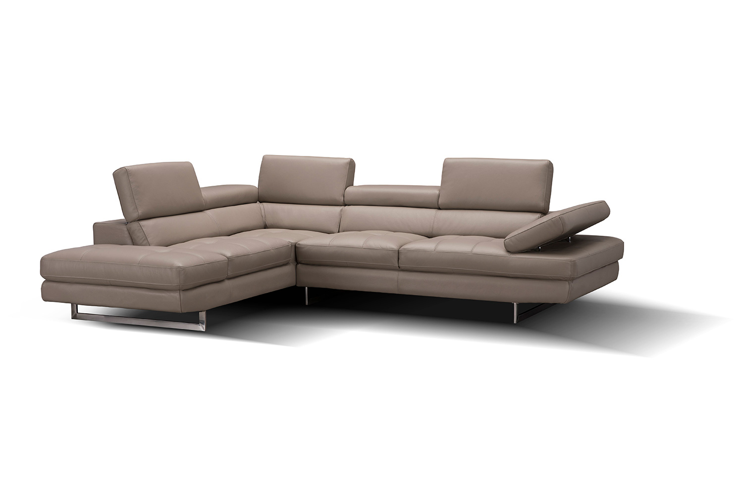 J&M A761 Italian Leather Sectional - Left Hand Facing, Peanut