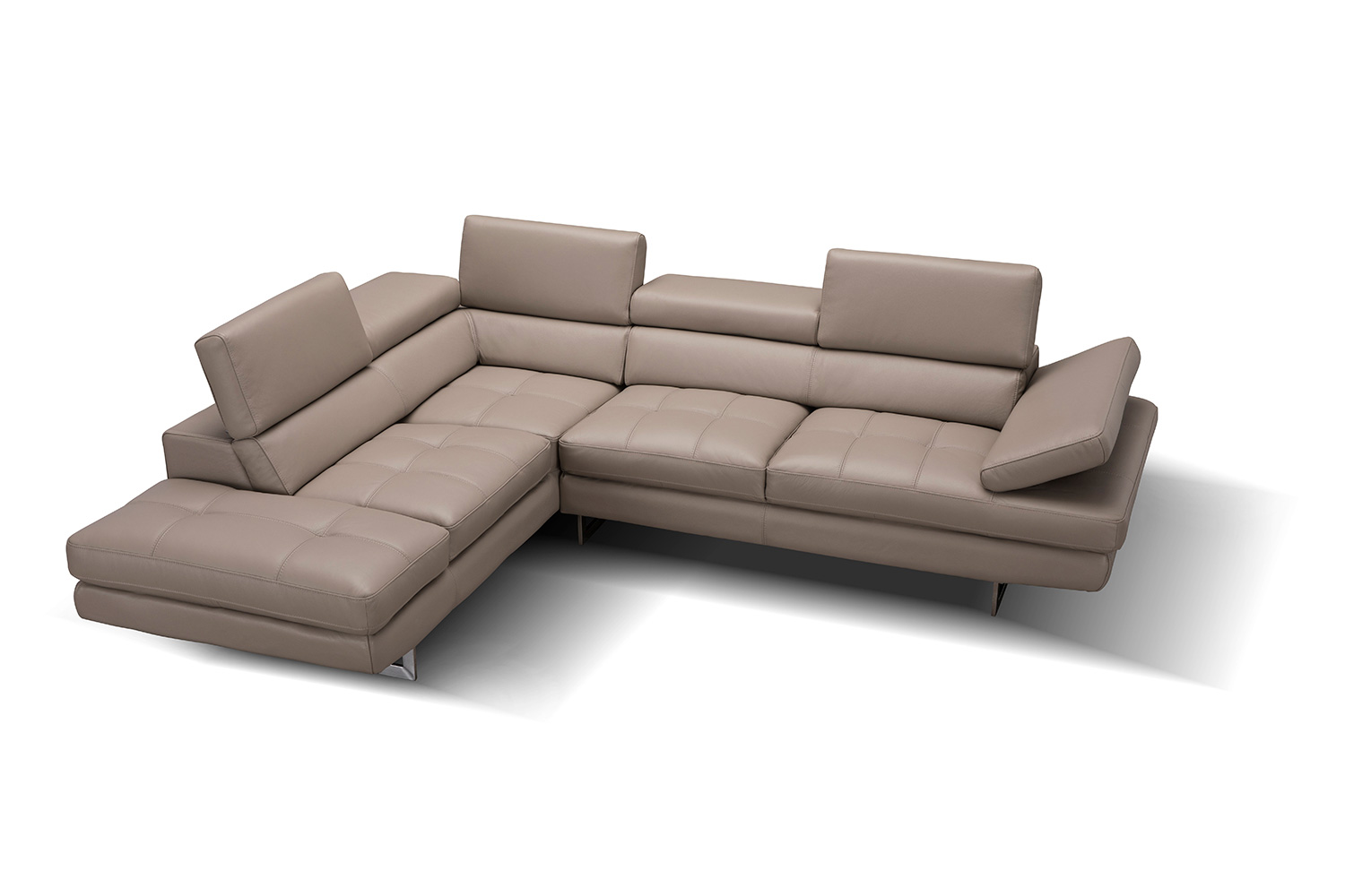 J&M A761 Italian Leather Sectional - Left Hand Facing, Peanut