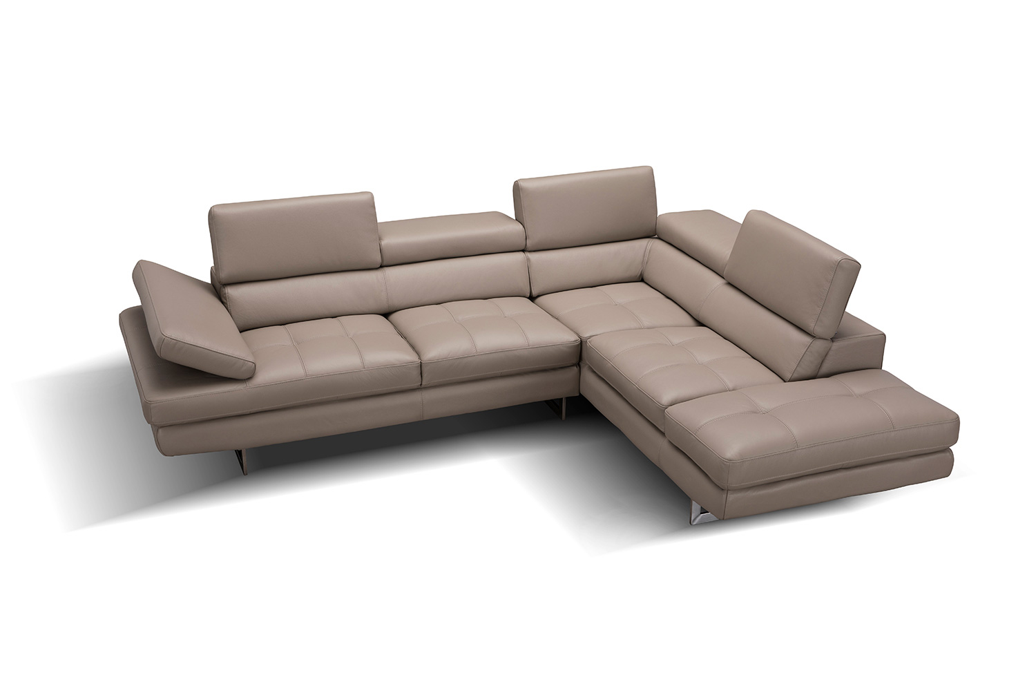 J&M A761 Italian Leather Sectional - Right Hand Facing, Peanut